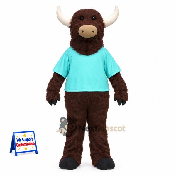 Bull Mascot Costume - Blue Shirt for School Events