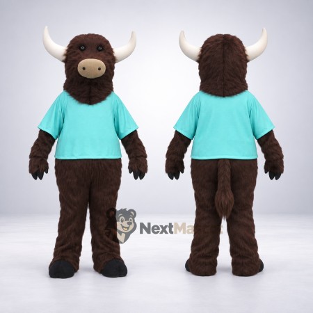 Bull Mascot Costume - Blue Shirt for School Events Bull Mascot Costume - Blue Shirt for School Events