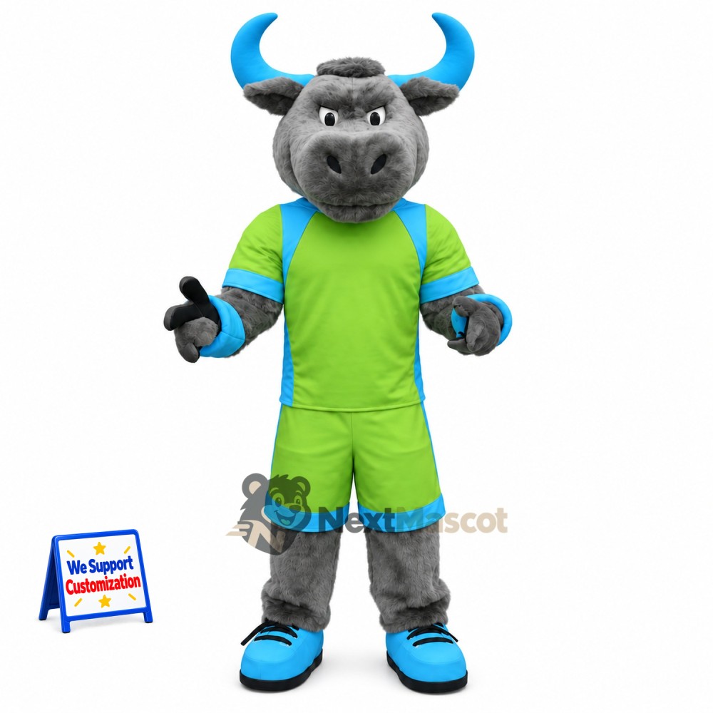 Bull Mascot Costume - Green Uniform for Community Events Bull Mascot Costume - Green Uniform for Community Events