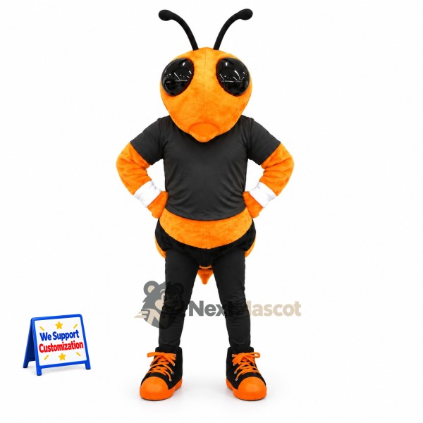Wasp Mascot Costume - Orange, Black Shirt