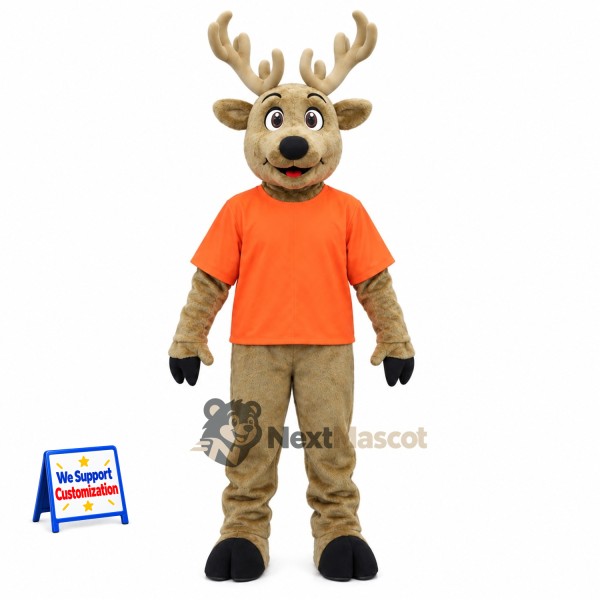 Deer Mascot Costume - Orange Shirt