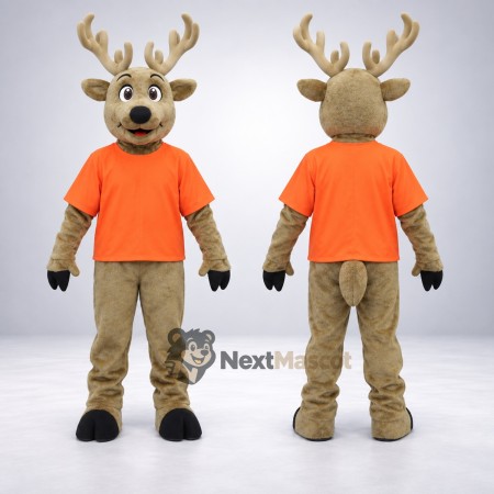 Deer Mascot Costume - Orange Shirt Deer Mascot Costume - Orange Shirt