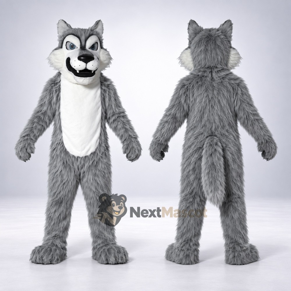 Wolf Mascot Costume - Gray for School Parades Wolf Mascot Costume - Gray for School Parades