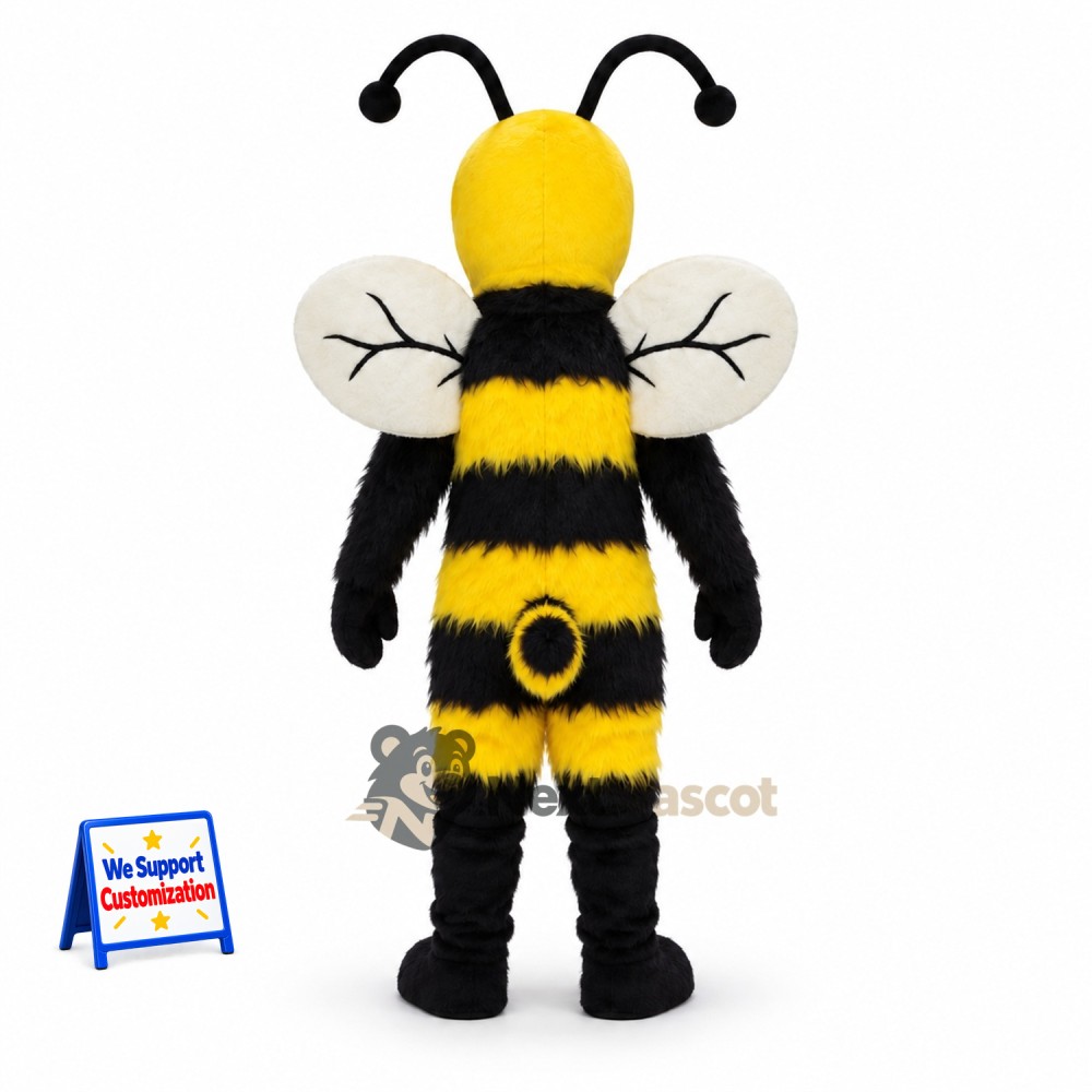 Bee Mascot Costume - Yellow, Black Gloves and White Wings