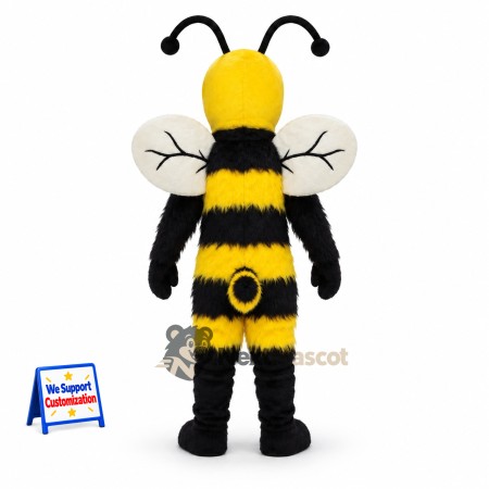 Bee Mascot Costume - Yellow, Black Gloves and White Wings