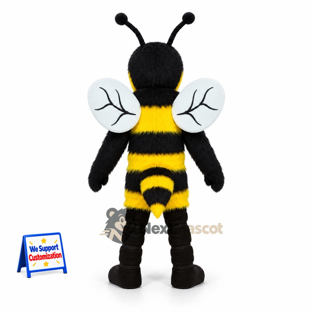 Bee Mascot Costume - Yellow, Black Face and White Wings Bee Mascot Costume - Yellow, Black Face and White Wings