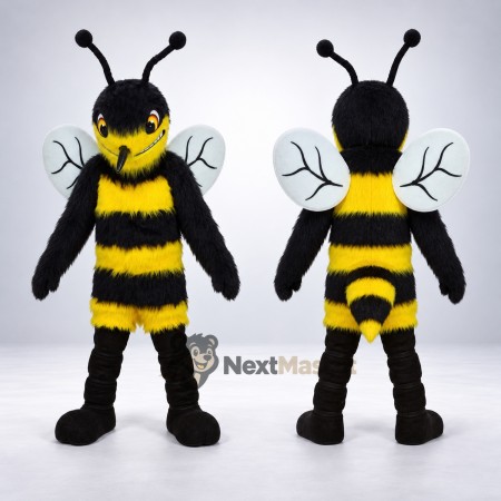 Bee Mascot Costume - Yellow, Black Face and White Wings Bee Mascot Costume - Yellow, Black Face and White Wings