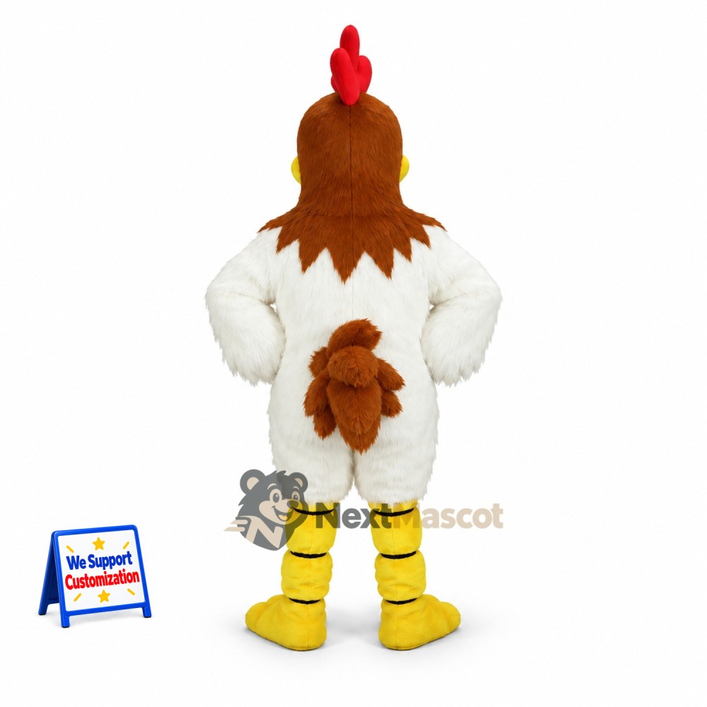 Rooster Mascot Costume - White, Brown Neck and Tail Rooster Mascot Costume - White, Brown Neck and Tail