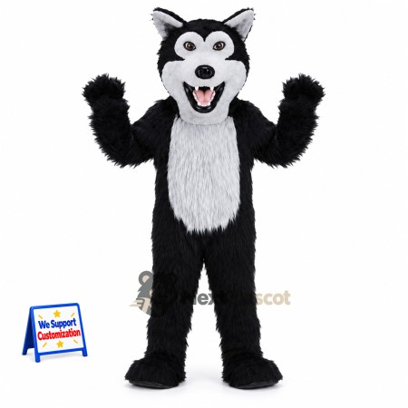 Wolf Mascot Costume - Black and White for Community Events