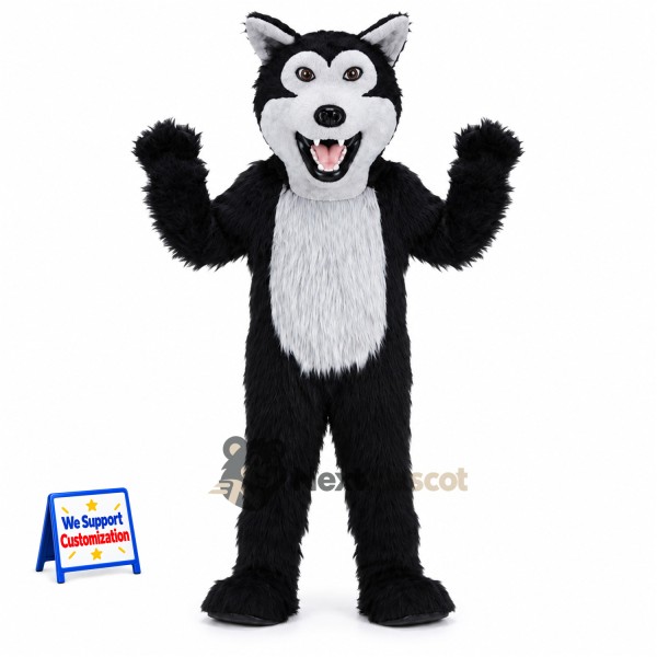 Wolf Mascot Costume - Black and White for Community Events