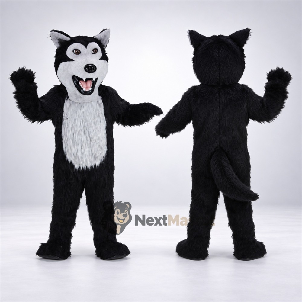Wolf Mascot Costume - Black and White for Community Events