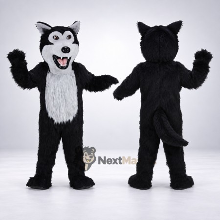 Wolf Mascot Costume - Black and White for Community Events