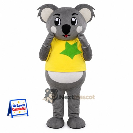 Koala Mascot Costume - Yellow Shirt for Parades Koala Mascot Costume - Yellow Shirt for Parades