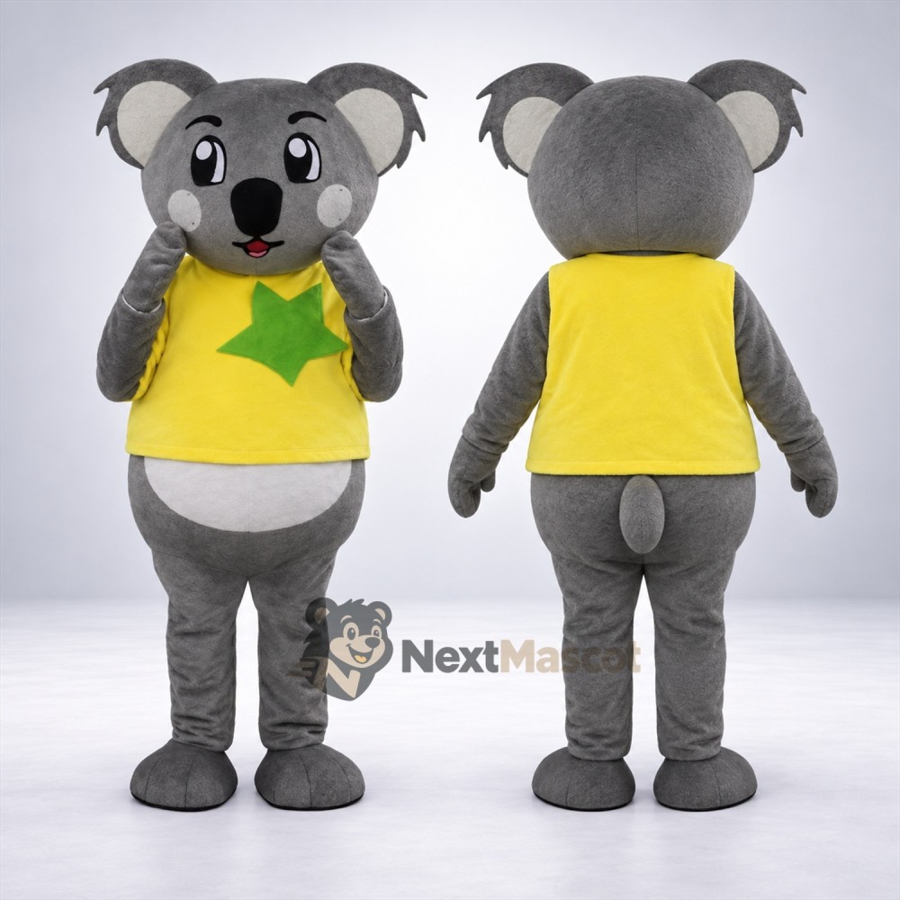 Koala Mascot Costume - Yellow Shirt for Parades Koala Mascot Costume - Yellow Shirt for Parades