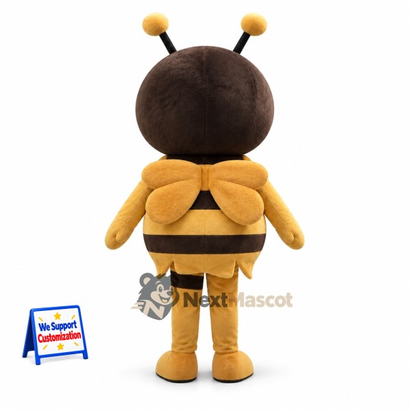 Bee Mascot Costume - Brown and Yellow, Rounded Wings Bee Mascot Costume - Brown and Yellow, Rounded Wings