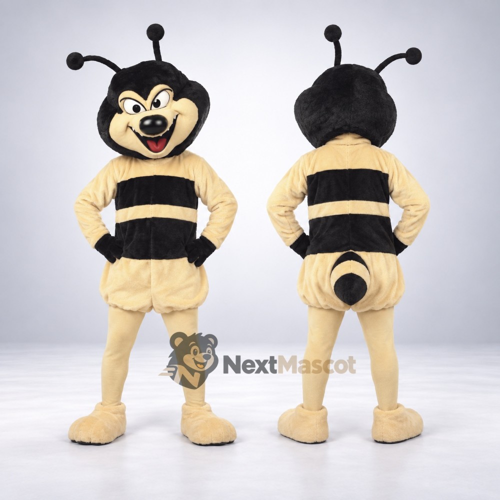 Bee Mascot Costume - Cream and Black for Garden Events Bee Mascot Costume - Cream and Black for Garden Events
