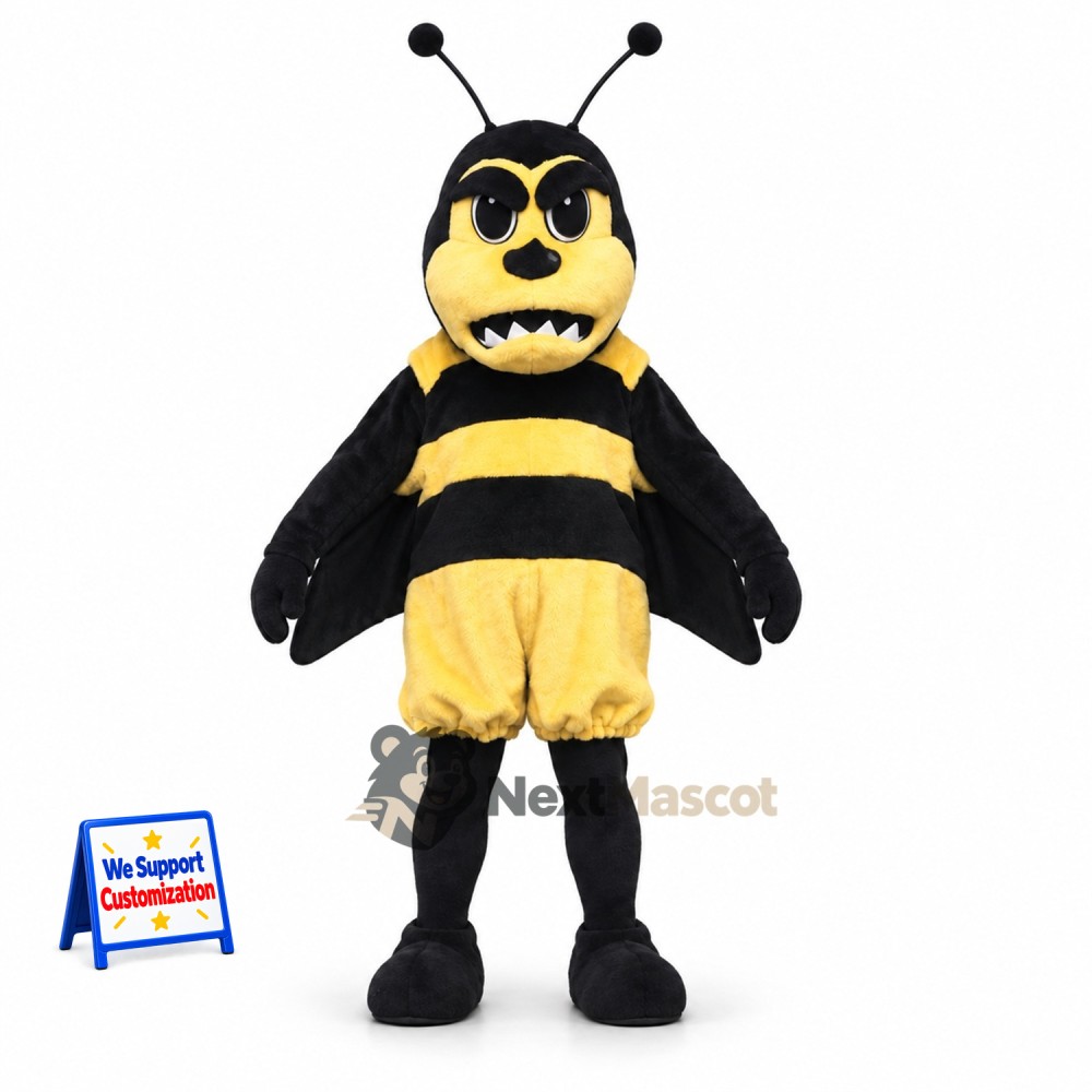 Bee Mascot Costume - Yellow, Black Wing-Shaped Arms Bee Mascot Costume - Yellow, Black Wing-Shaped Arms