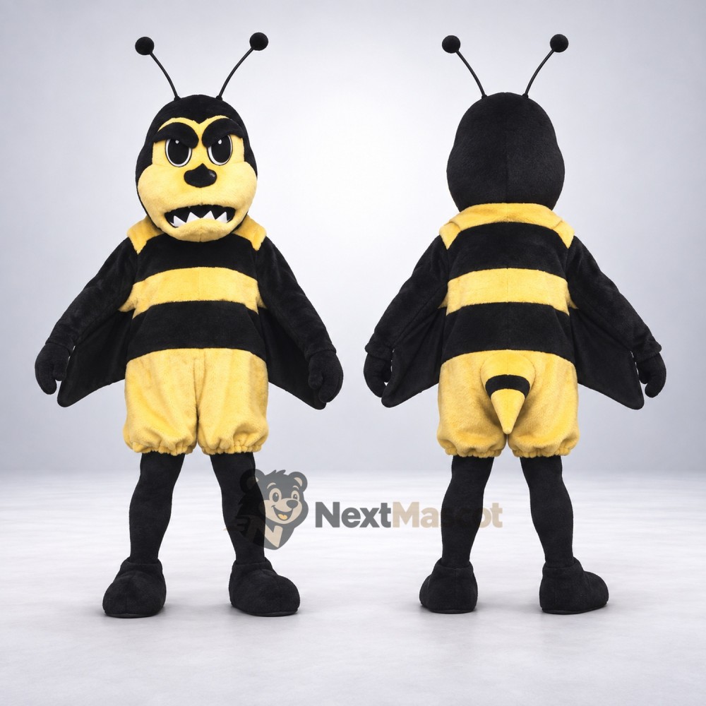 Bee Mascot Costume - Yellow, Black Wing-Shaped Arms Bee Mascot Costume - Yellow, Black Wing-Shaped Arms