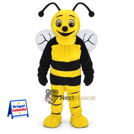 Bee Mascot Costume - Yellow, Large Clear Wings Bee Mascot Costume - Yellow, Large Clear Wings