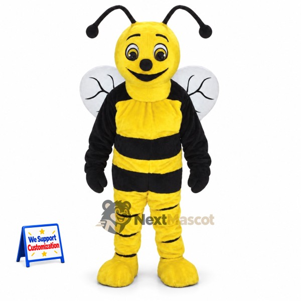 Bee Mascot Costume - Yellow, Large Clear Wings