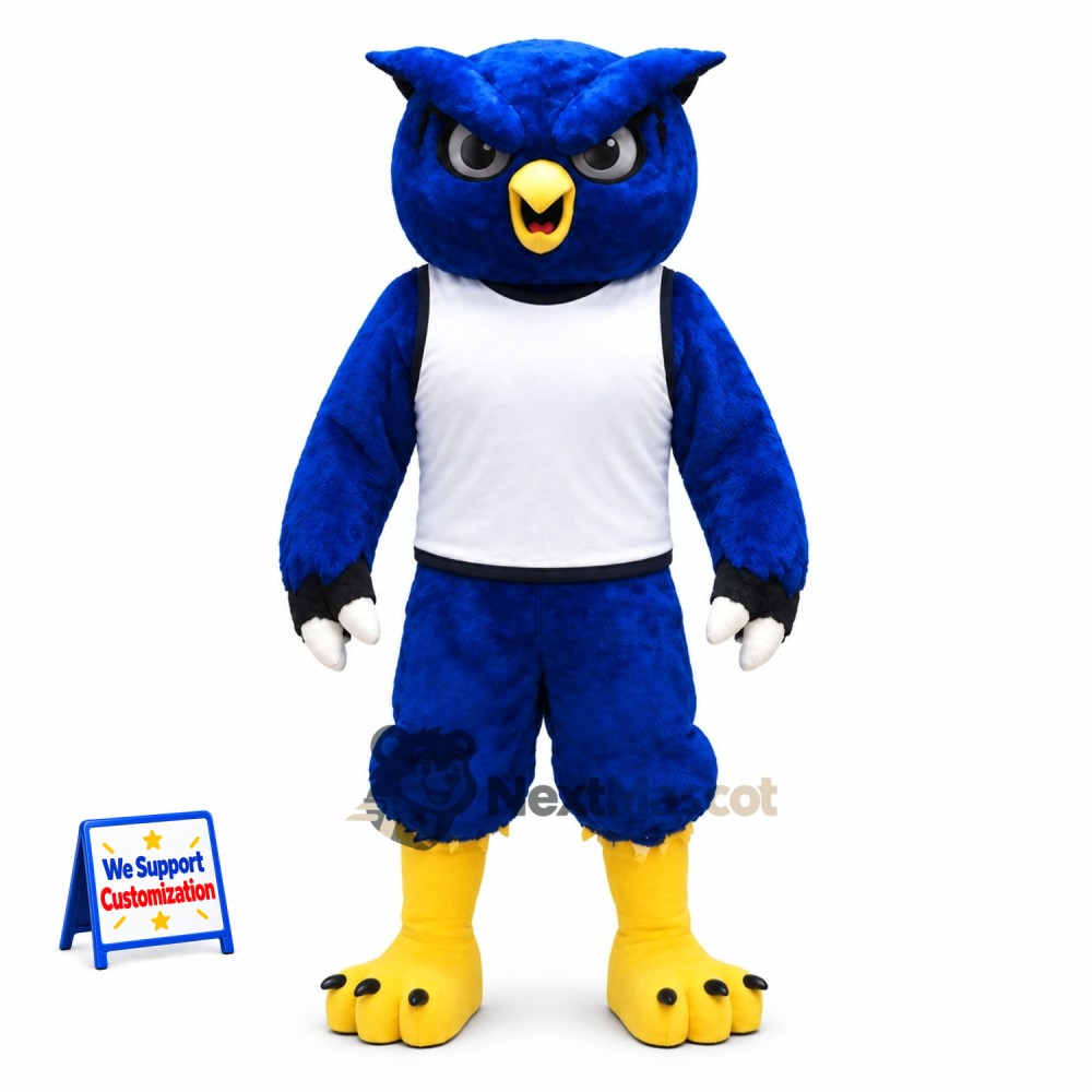Owl Mascot Costume - Blue, White Shirt Owl Mascot Costume - Blue, White Shirt