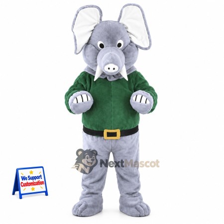 Elephant Mascot Costume - Green Shirt for School Events Elephant Mascot Costume - Green Shirt for School Events