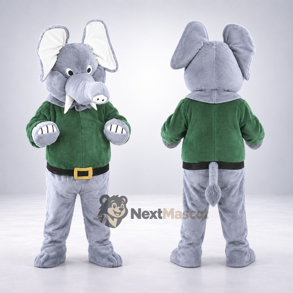 Elephant Mascot Costume - Green Shirt for School Events Elephant Mascot Costume - Green Shirt for School Events