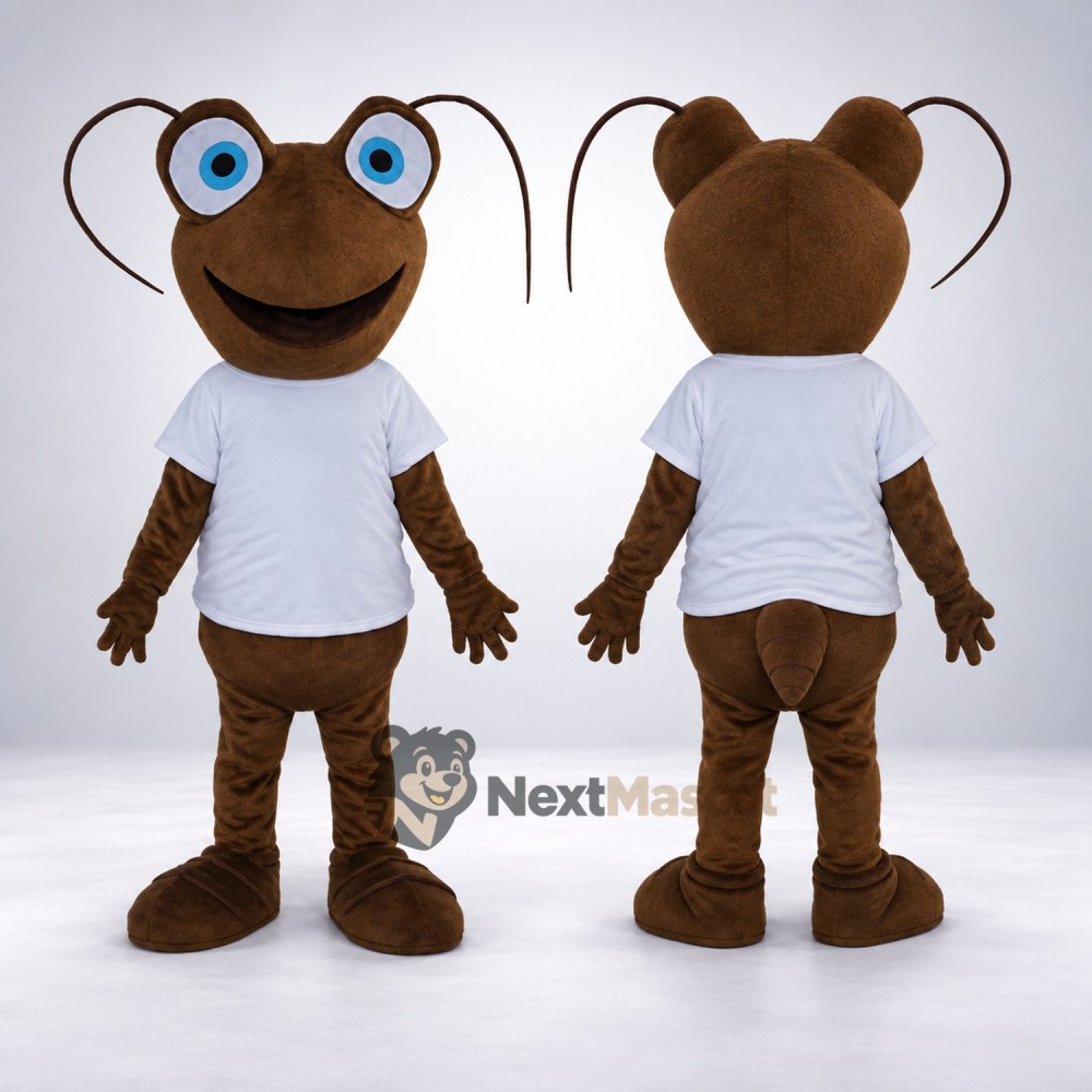 Ant Mascot Costume - Brown, White Shirt
