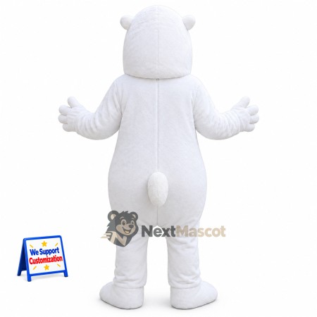 Bear Mascot Costume - White, Blue Tie Bear Mascot Costume - White, Blue Tie