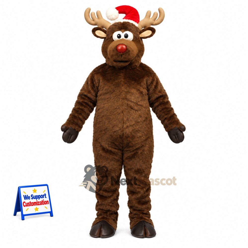 Moose Mascot Costume - Christmas Theme for Winter Festivals Moose Mascot Costume - Christmas Theme for Winter Festivals