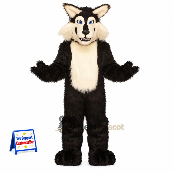 Wolf Mascot Costume - Black and White for Festivals