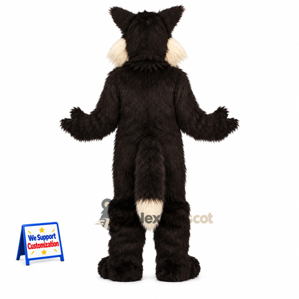 Wolf Mascot Costume - Black and White for Festivals