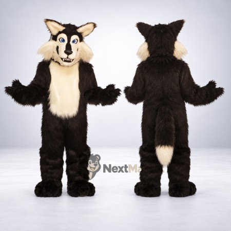 Wolf Mascot Costume - Black and White for Festivals
