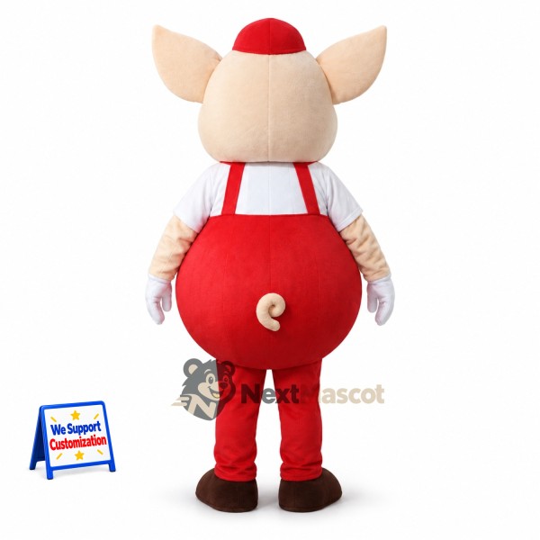 Pig Mascot Costume - Red Overalls Pig Mascot Costume - Red Overalls