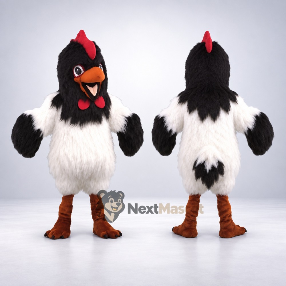 Rooster Mascot Costume - Black and White