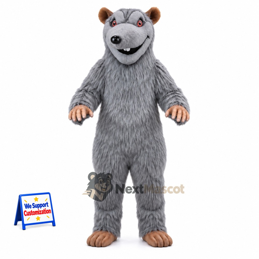 Mouse Mascot Costume - Gray, Long Tail Mouse Mascot Costume - Gray, Long Tail