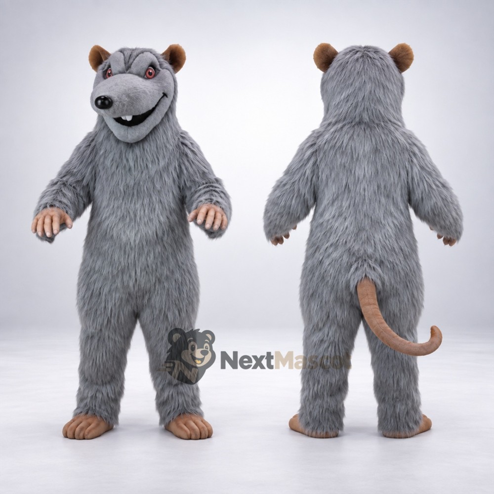 Mouse Mascot Costume - Gray, Long Tail Mouse Mascot Costume - Gray, Long Tail