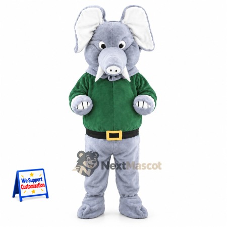 Elephant Mascot Costume - Green Shirt for Community Events Elephant Mascot Costume - Green Shirt for Community Events
