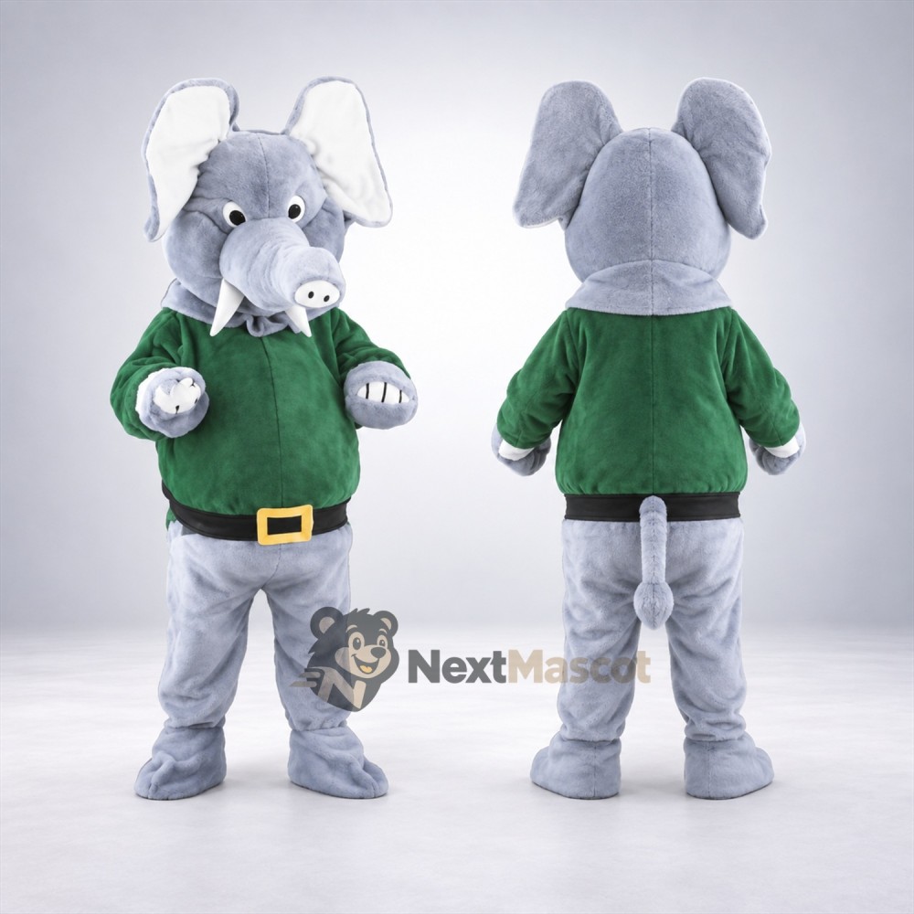 Elephant Mascot Costume - Green Shirt for Community Events Elephant Mascot Costume - Green Shirt for Community Events