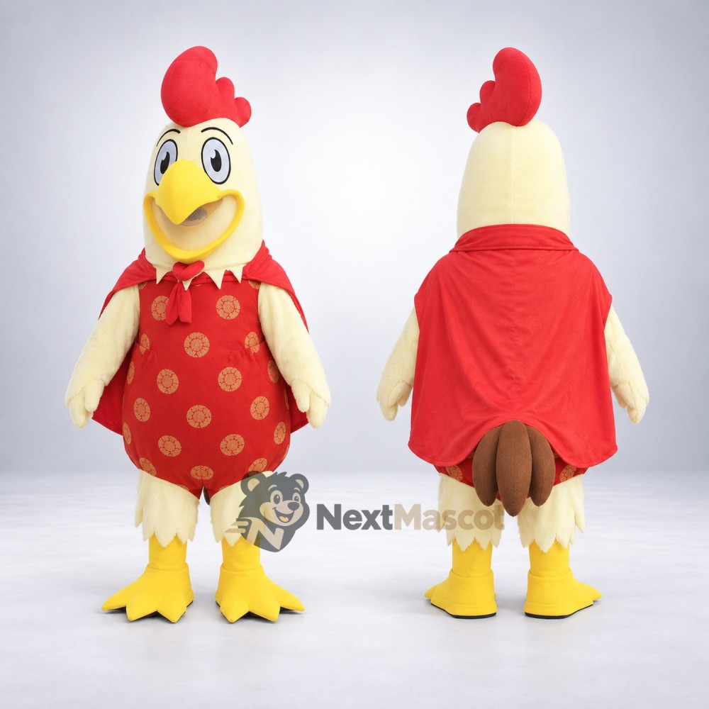 Chicken Mascot Costume - Red Dress for School Events Chicken Mascot Costume - Red Dress for School Events