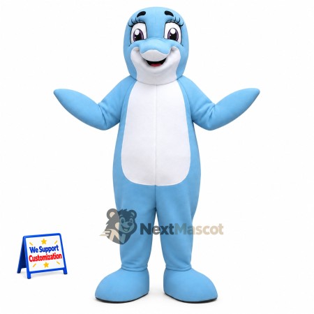 Dolphin Mascot Costume - Blue for Beach Parties Dolphin Mascot Costume - Blue for Beach Parties