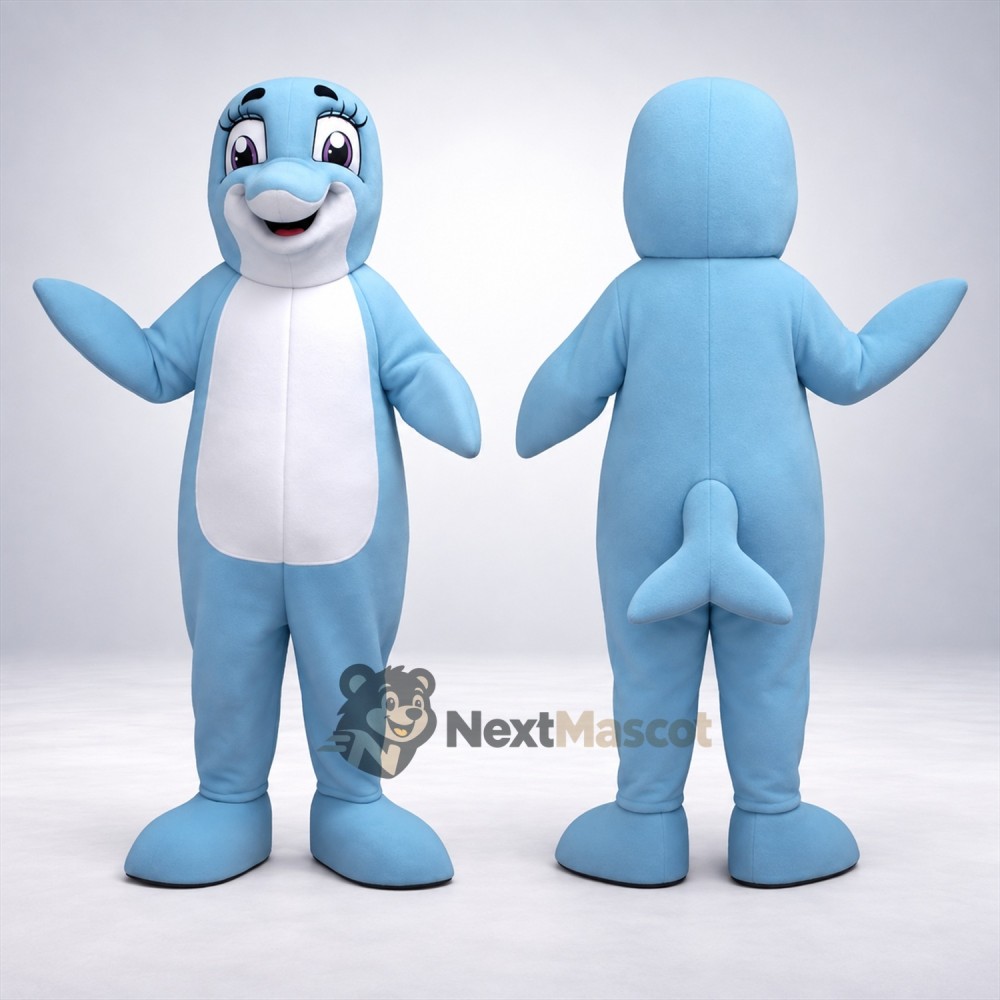 Dolphin Mascot Costume - Blue for Beach Parties Dolphin Mascot Costume - Blue for Beach Parties