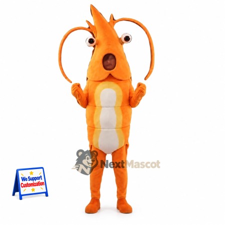 Shrimp Mascot Costume - Orange for Ocean Events Shrimp Mascot Costume - Orange for Ocean Events