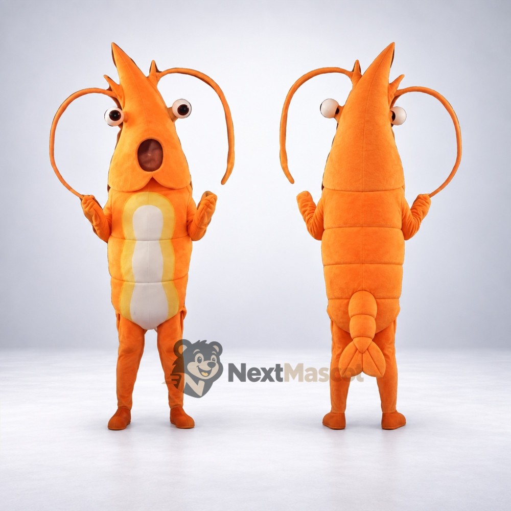 Shrimp Mascot Costume - Orange for Ocean Events Shrimp Mascot Costume - Orange for Ocean Events