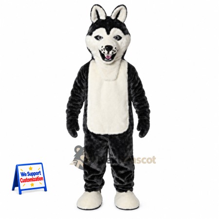 Husky Mascot Costume - Black and White for Sports Days Husky Mascot Costume - Black and White for Sports Days