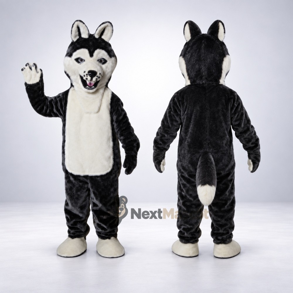 Husky Mascot Costume - Black and White for Sports Days Husky Mascot Costume - Black and White for Sports Days