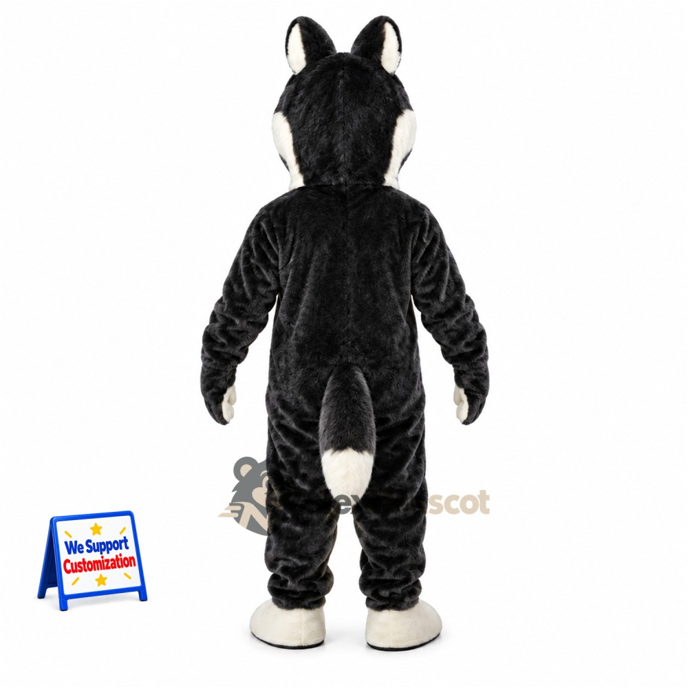 Husky Mascot Costume - Black and White for Sports Days Husky Mascot Costume - Black and White for Sports Days
