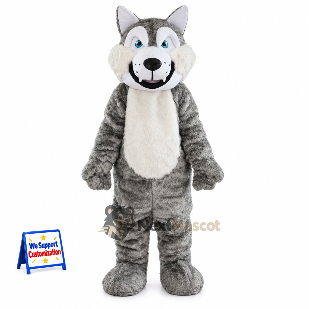 Husky Mascot Costume - Gray for School Fairs Husky Mascot Costume - Gray for School Fairs