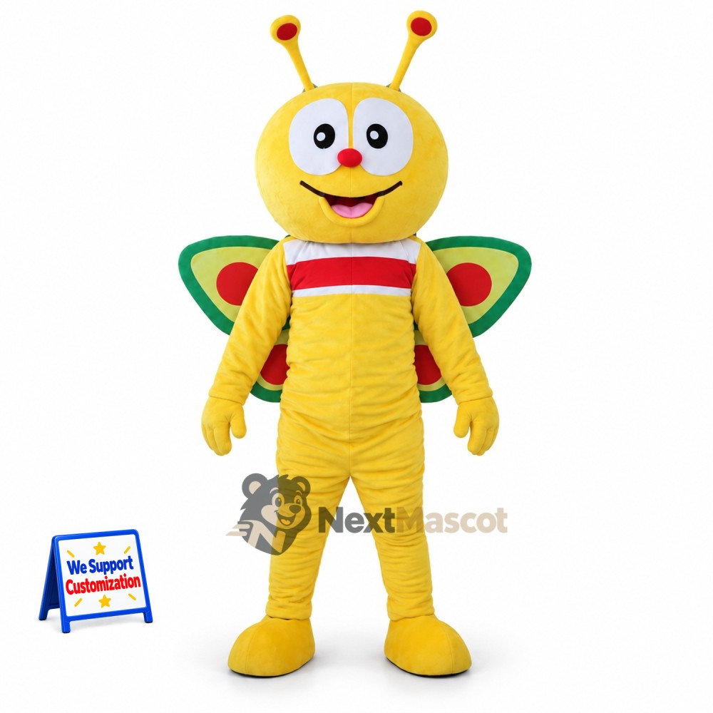 Butterfly Mascot Costume - Yellow for Festivals Butterfly Mascot Costume - Yellow for Festivals