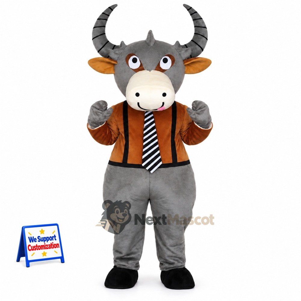 Bull Mascot Costume - Striped Tie Bull Mascot Costume - Striped Tie